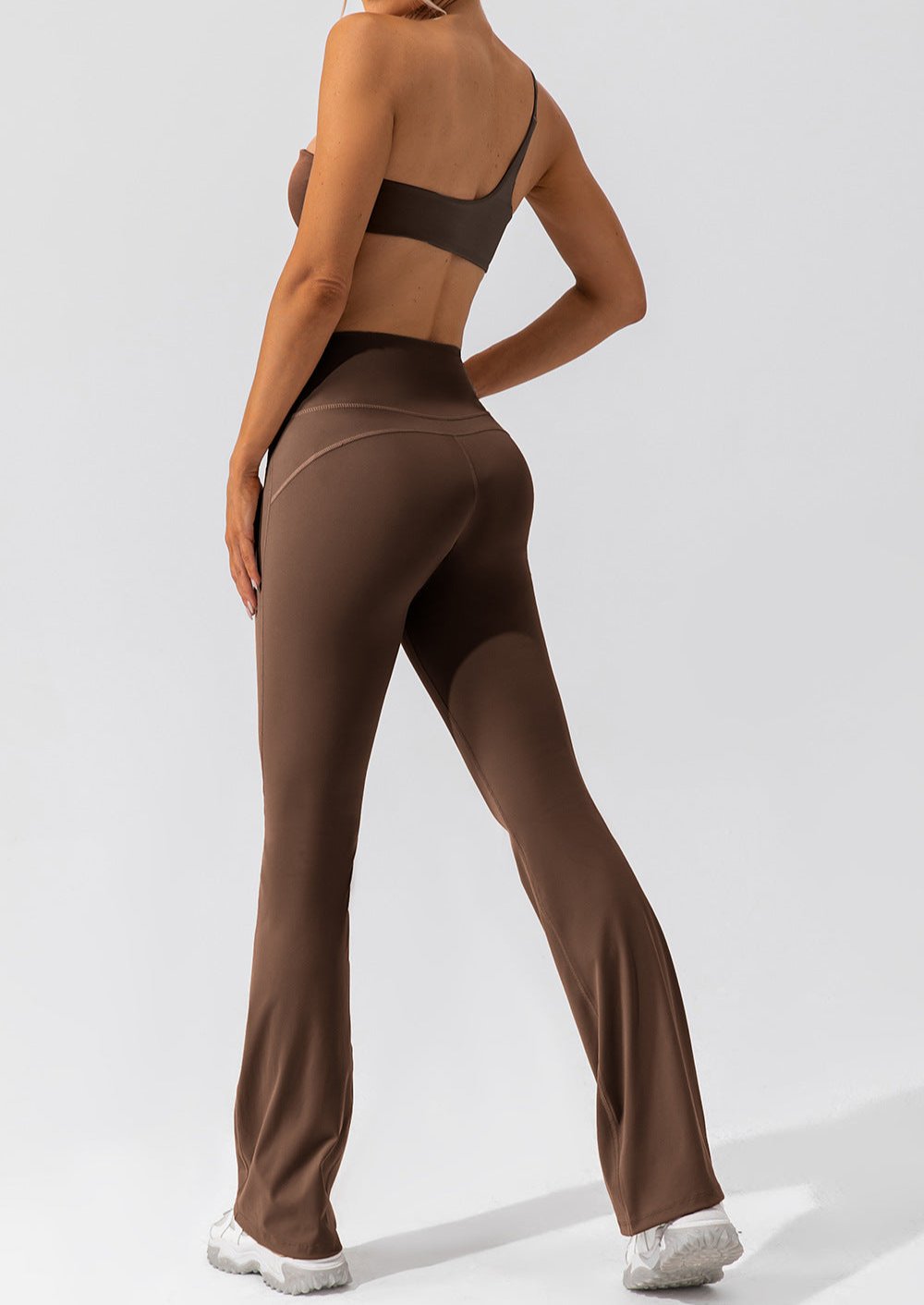 V-Waist Wide-Leg Yoga Pants "BROWN"