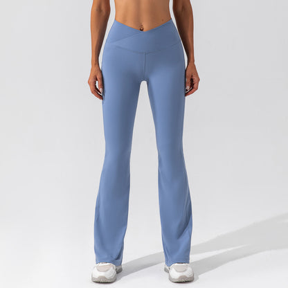 V-Waist Wide-Leg Yoga Pants "BLUE"